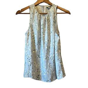 A New Day Sleeveless‎ Top XS Blue Green White Abstract Print Blouse